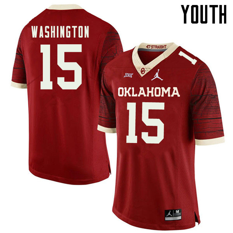 Jordan Brand Youth #15 Bryson Washington Oklahoma Sooners College Football Jerseys Sale-Retro - Click Image to Close